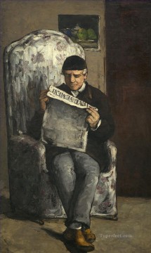  leyendo Pintura - El padre del artista leyendo su periódico Paul Cezanne